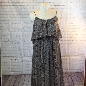 Karen Kane Maxi Dress Brown Print Spaghetti Strap XL